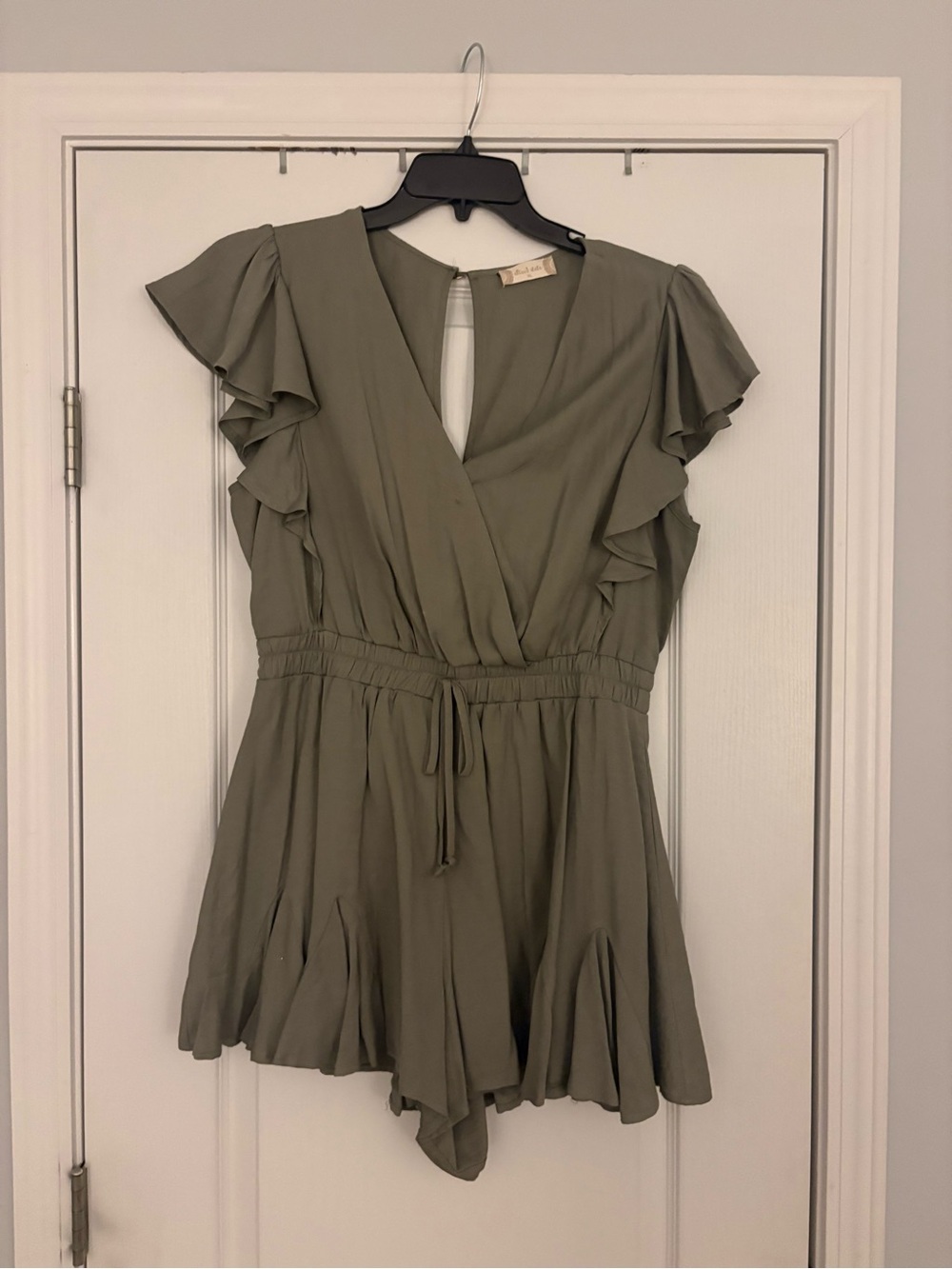 Altar'd State Olive Green Flutter Sleeve Romper